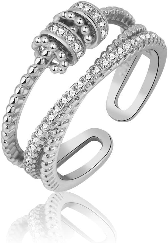 Anello Antistress Argentato con Meccanismo Rotante